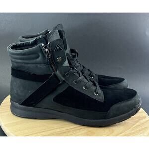 LGND Mens Size 13 M Black Boots Shoes Lace Up Side Zip Leather